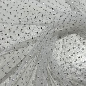 Tule Glitter Explosão Constelação - 1,50m - Branco
