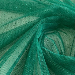 Tule Com Glitter tradicional - 1,50m - Verde Esmeralda