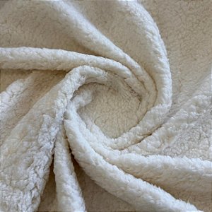 Tecido Carapinha Pele de Carneiro Teddy Sherpa Pelúcia Lã 1m X 1,60m | Off White