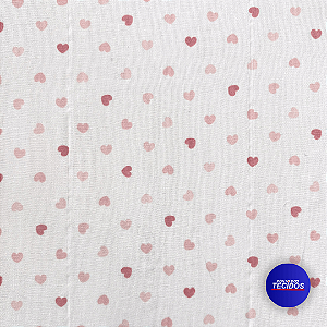 Tecido Fralda 100% Algodão Dupla Dohler - 0,75cm X 0,70cm - Corações