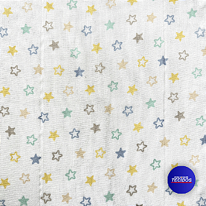 Tecido Fralda 100% Algodão Dupla Dohler - 0,75cm X 0,70cm - Estrelas