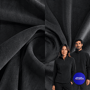 Tecido Malha Térmica Fleece Alpine Duplo Premium | 1,65m | Preto