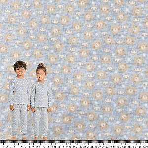 Tecido Microsoft Pettenati Estampado Antialérgico - 1m X 1,63m - Ursinho Azul Bebê