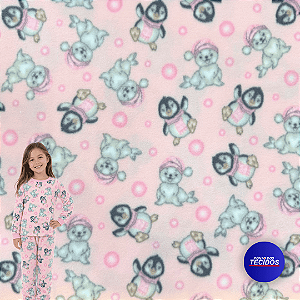 Tecido Microsoft Pettenati Estampado Antialérgico - 1m X 1,63m - Animais Marinhos Rosa