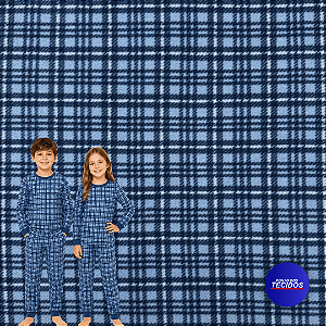 Tecido Microsoft Pettenati Estampado Antialérgico - 1m X 1,63m - Xadrez Azul 04555G