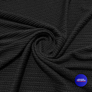 Tecido Malha Tricot Correntes Com Viscose - 1,45m - Preto 310