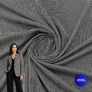 Tecido Malha Alfaiataria Classic Jacquard Flanel – Estruturado, Flanelado e com Elastano - 1m X 1,50m - Xadrez Miudo