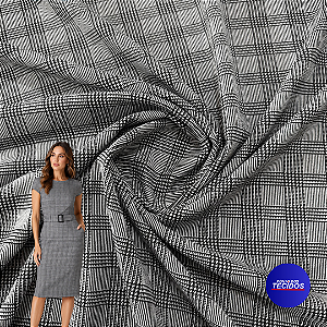 Tecido Malha Alfaiataria Classic Jacquard Flanel – Estruturado, Flanelado e com Elastano - 1m X 1,50m - Xadrez Listrado