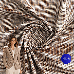 Tecido Alfaiataria Tweed Span Lux – Estruturado, Elegante e Encorpado - 1,50 - Xadrez Terroso  003
