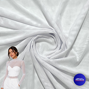 Tecido Tule com Elastano New – Transparente, Flexível e Confortável | 1m X 1,50m | Branco