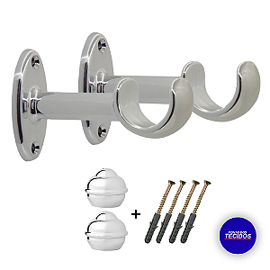 SUPORTE PARA CORTINA GROSSO 28mm PRATIKO PP | CROMADO