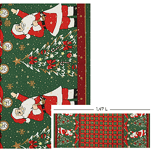 Tecido Oxford Estampado Natalino Gotas de Estrela 1m X 1,47 - Papai Noel Xadrez 016