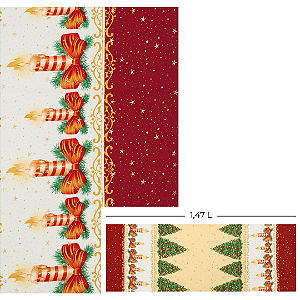 Tecido Oxford Estampado Natalino Gotas de Estrela 1m X 1,47 - Árvores e Velas 024