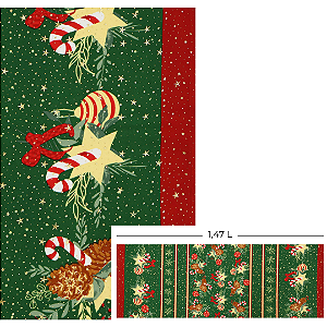 Tecido Oxford Estampado Natalino Gotas de Estrela 1m X 1,47 - Pinhas e Bengalas 150