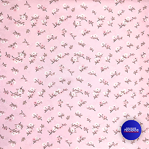 Tecido Oxfordine Estampado Floral digital - 1,50m - Rosa Claro