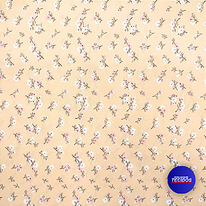 Tecido Oxfordine Estampado Floral digital - 1,50m - Creme