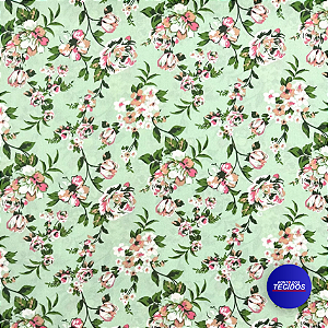 Tecido Oxford Estampado | 1m X 1,47 | Floral Rosas Fundo Verde HO3916-2