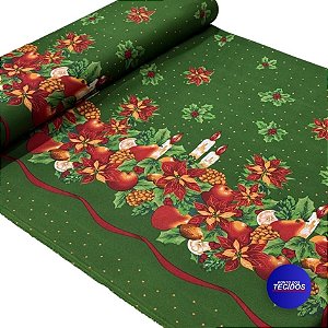 Tecido Oxford Estampado Natalino | 1,47 | Natal Flores e Velas HO4116-1