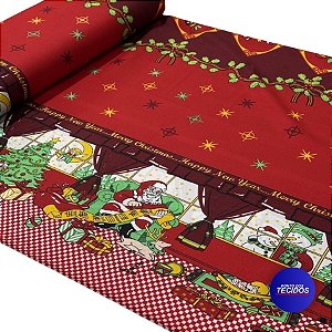 Tecido Oxford Estampado Natalino | 1,47 | Natal Papai Noel e Presentes HO4106-2