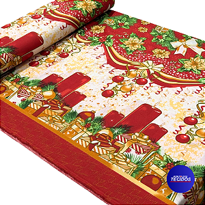 Tecido Oxford Estampado Natalino | 1,47 | Guirlanda Dourada Natal HO4101-2