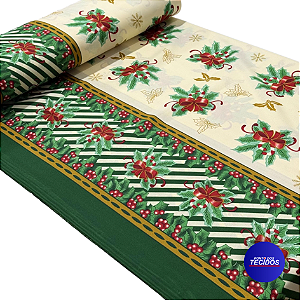 Tecido Oxford Estampado Natalino | 1,47 | Azevinho e Bengalinha HO1734-2