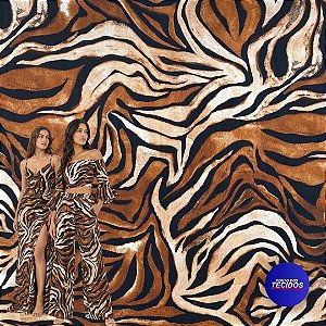 Tecido Viscose Estampada Digital - 1m X 1,50m - Animal Print Tigre 16817F-UN