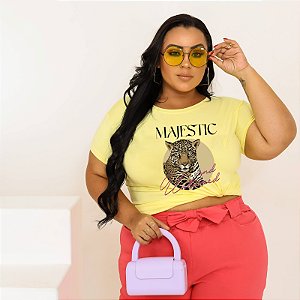 T-SHIRT PLUS SIZE ONÇA MAJESTIC AMARELO BEBÊ XG