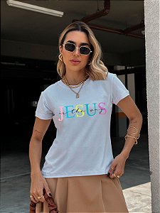 T-SHIRT JESUS IS DTF BRANCO