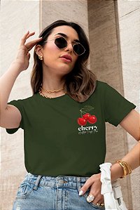 T-SHIRT CHERRY AUTHENTIC DTF VERDE MILITAR