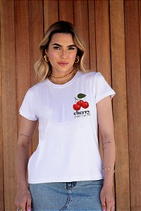 T-SHIRT CHERRY AUTHENTIC DTF BRANCO