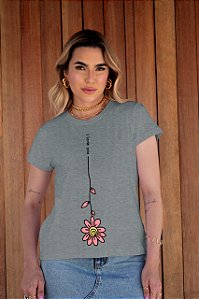 T-SHIRT FLOR I LOVE DTF CINZA