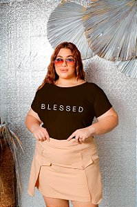 T-SHIRT PLUS SIZE BLESSED DTF CHOCOLATE