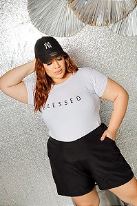 T-SHIRT PLUS SIZE BLESSED DTF BRANCO