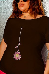 T-SHIRT PLUS SIZE FLOR I LOVE DTF CHOCOLATE
