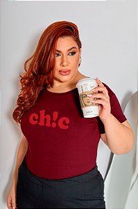 T-SHIRT PLUS SIZE CHIC DTF MARSALA