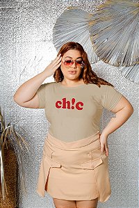 T-SHIRT PLUS SIZE CHIC DTF BEGE