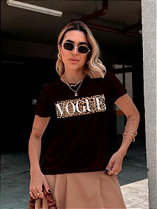 T-SHIRT VOGUE ANIMAL PRINT DTF CHOCOLATE