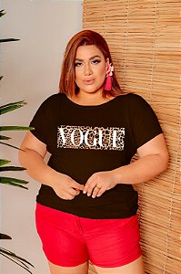 T-SHIRT PLUS SIZE VOGUE ANIMAL PRINT DTF CHOCOLATE XG