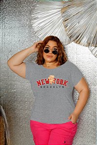 T-SHIRT PLUS SIZE URSO NEW YORK DTF CINZA XG