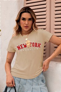 T-SHIRT URSO NEW YORK DTF BEGE