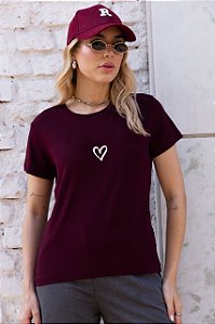 T-SHIRT CORAÇÃO DTF MARSALA