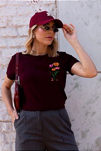 T-SHIRT FLORES CLEMATIS DTF MARSALA