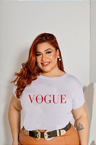 T-SHIRT PLUS SIZE VOGUE ESPANA DTF BRANCO XG