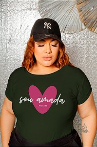 T-SHIRT PLUS SIZESOU AMADA JO 3:16 DTF VERDE MILITAR XG