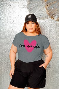 T-SHIRT PLUS SIZE SOU AMADA JO 3:16 DTF CINZA XG