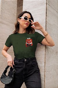 T-SHIRT RAIVA DIVERTIDAMENTE DTF VERDE MILITAR