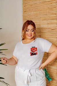T-SHIRT PLUS SIZE RAIVA DIVERTIDAMENTE DTF BRANCO XG