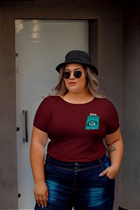 T-SHIRT PLUS SIZE INVEJA DIVERTIDAMENTE DTF MARSALA XG