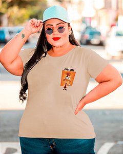 T-SHIRT PLUS SIZE ANSIEDADE DIVERTIDAMENTE DTF BEGE XG