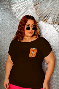 T-SHIRT PLUS SIZE ANSIEDADE DIVERTIDAMENTE DTF CHOCOLATE XG
